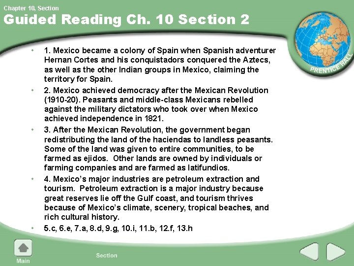 Chapter 10, Section Guided Reading Ch. 10 Section 2 • • • 1. Mexico Chapter 10, Section Guided Reading Ch. 10 Section 2 • • • 1. Mexico