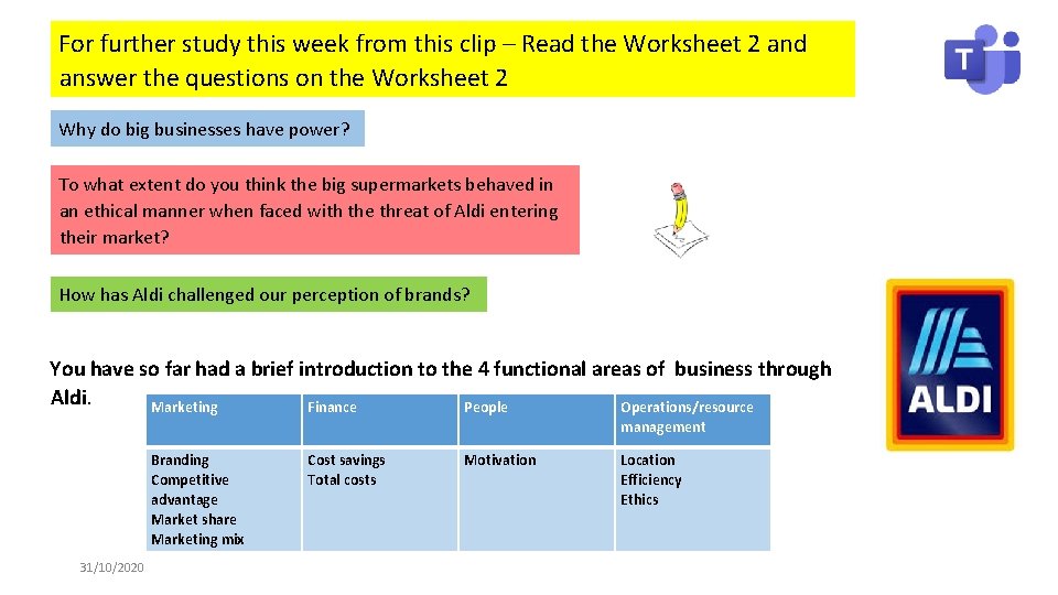 For further study this week from this clip – Read the Worksheet 2 and