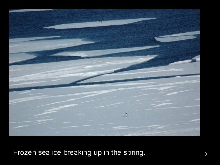 Frozen sea ice breaking up in the spring. 8 