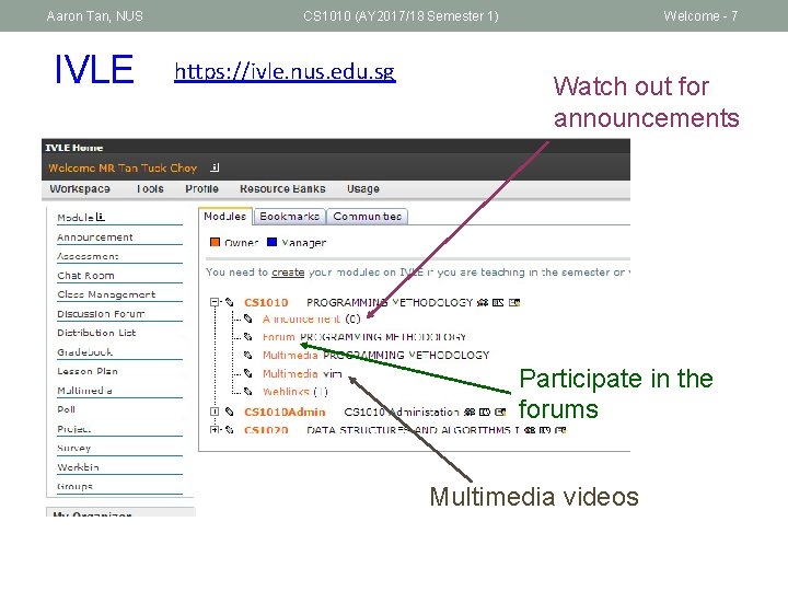 Aaron Tan, NUS IVLE CS 1010 (AY 2017/18 Semester 1) https: //ivle. nus. edu.