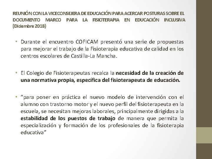 REUNIÓN CON LA VICECONSEJERA DE EDUCACIÓN PARA ACERCAR POSTURAS SOBRE EL DOCUMENTO MARCO PARA