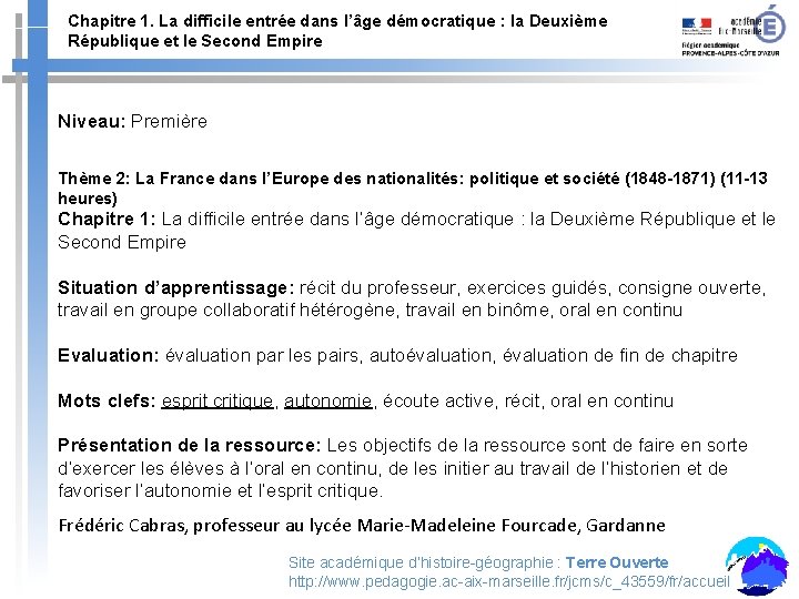 Chapitre 1 La difficile entre dans lge dmocratique