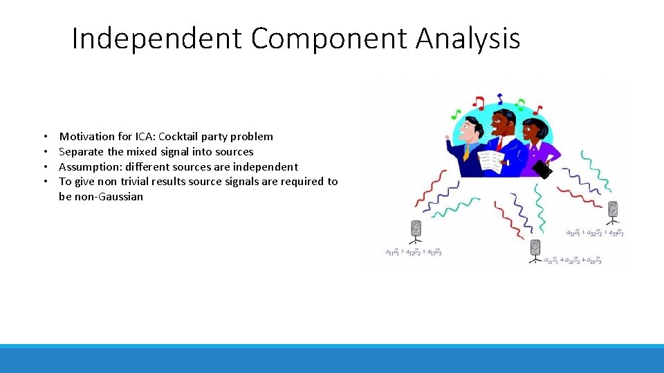 Independent Component Analysis • • Motivation for ICA: Cocktail party problem Separate the mixed Independent Component Analysis • • Motivation for ICA: Cocktail party problem Separate the mixed
