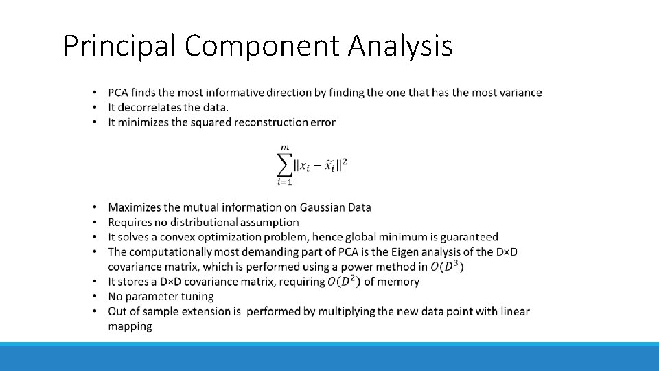 Principal Component Analysis Principal Component Analysis