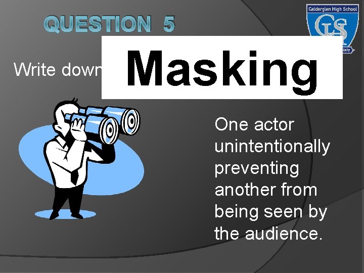 QUESTION 5 Masking Write down the definition of: One actor unintentionally preventing another from