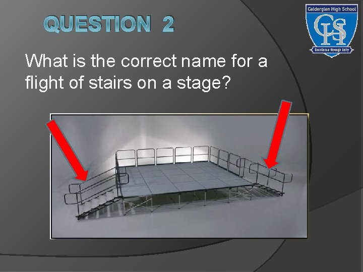QUESTION 2 What is the correct name for a flight of stairs on a