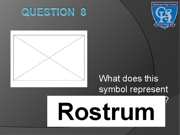 QUESTION 8 What does this symbol represent on a groundplan? Rostrum 