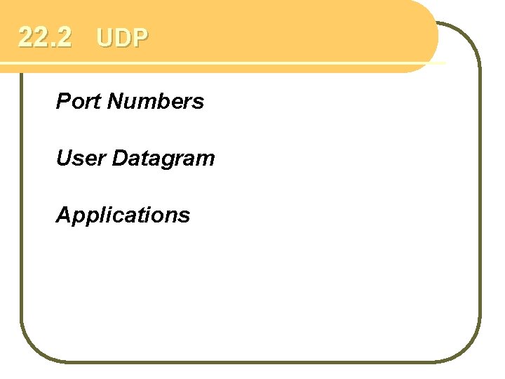 22. 2 UDP Port Numbers User Datagram Applications 