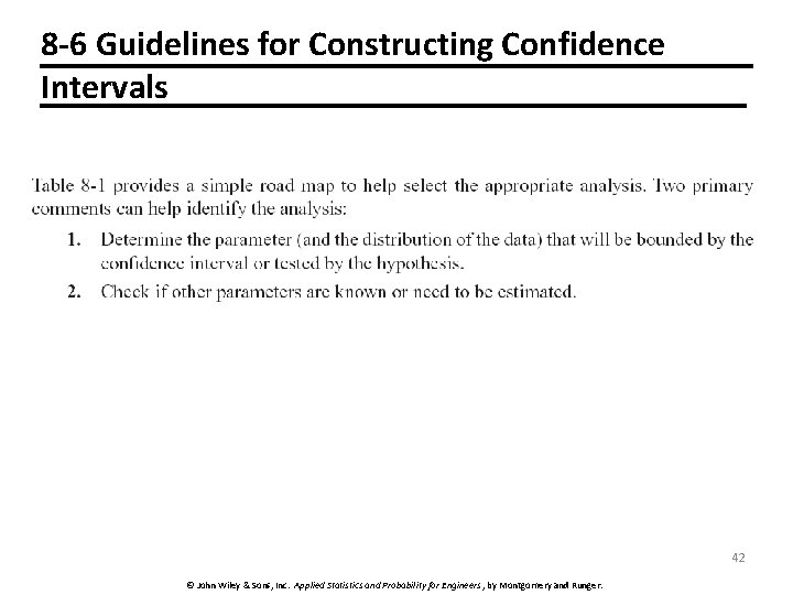 8 -6 Guidelines for Constructing Confidence Intervals 42 © John Wiley & Sons, Inc.