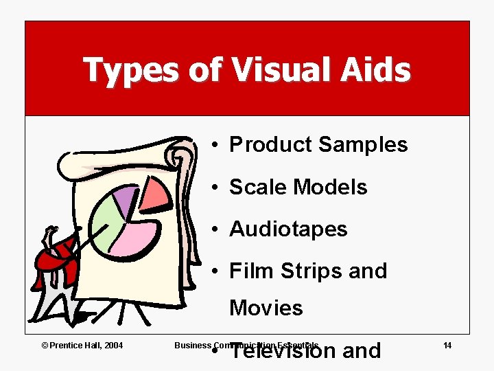 Types of Visual Aids • Product Samples • Scale Models • Audiotapes • Film