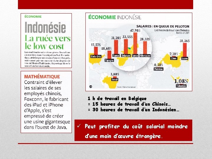 1 h de travail en Belgique = 15 heures de travail d’un Chinois… =