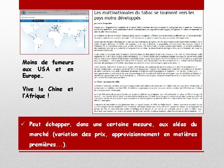 Moins de fumeurs aux USA et en Europe… Vive la Chine et l’Afrique !