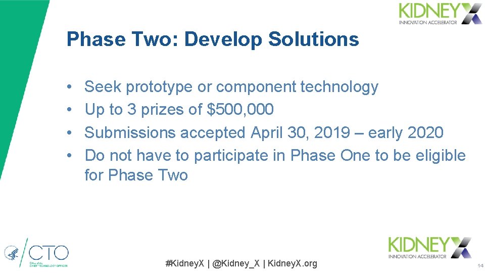 Phase Two: Develop Solutions • • Seek prototype or component technology Up to 3 Phase Two: Develop Solutions • • Seek prototype or component technology Up to 3
