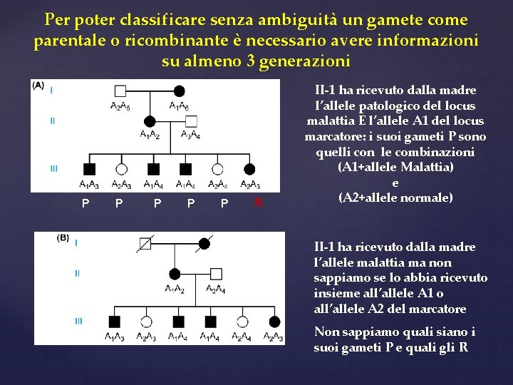 Per poter classificare senza ambiguità un gamete come parentale o ricombinante è necessario avere