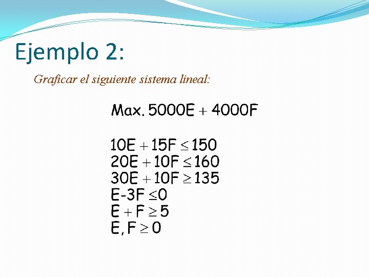 Ejemplo 2: Graficar el siguiente sistema lineal: 