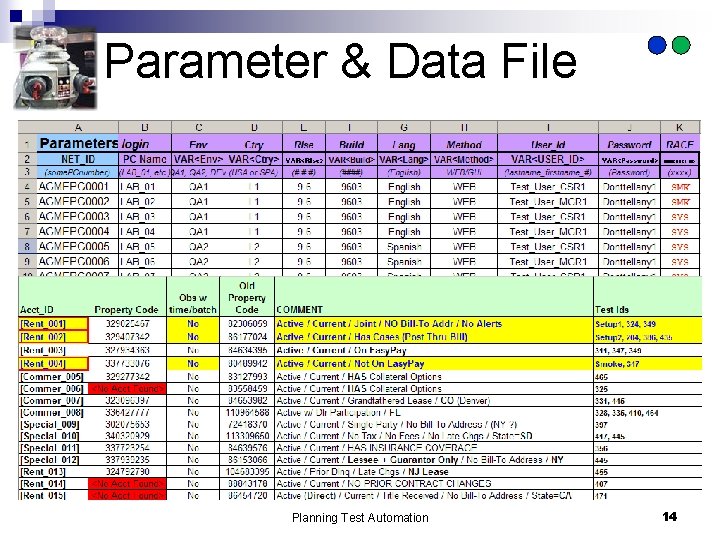 Parameter & Data File Planning Test Automation 14 