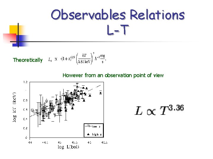 Observables Relations L-T Theoretically However from an observation point of view 