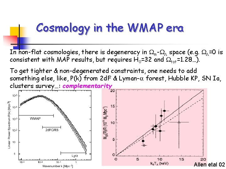 Cosmology in the WMAP era In non-flat cosmologies, there is degeneracy in m- space
