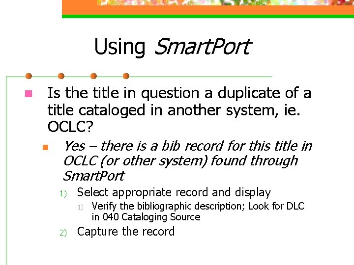 Using Smart. Port n Is the title in question a duplicate of a title
