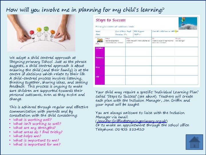 How will you involve me in planning for my child’s learning? We adopt a