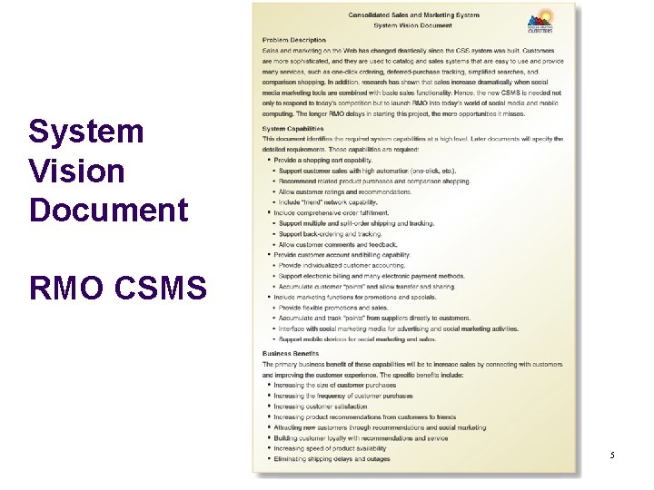 System Vision Document RMO CSMS 5 