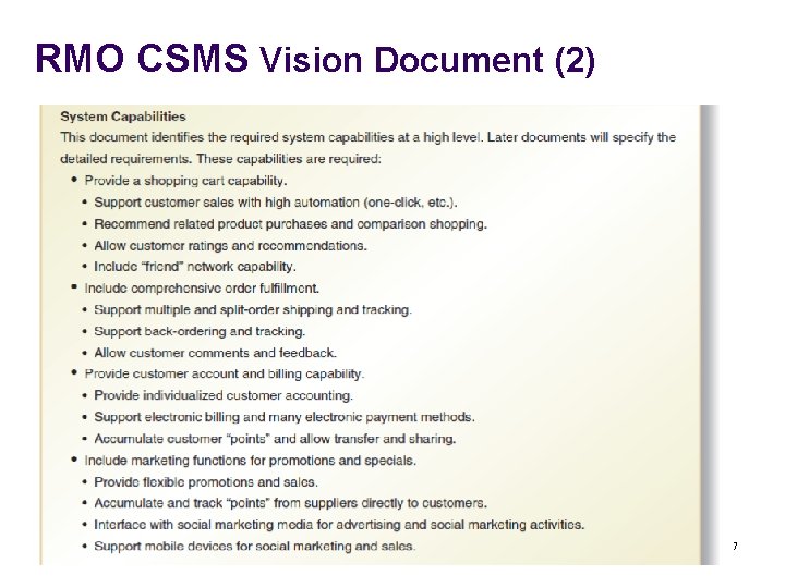 RMO CSMS Vision Document (2) Systems Analysis and Design in a Changing World, 6