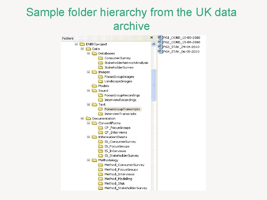 Sample folder hierarchy from the UK data archive 