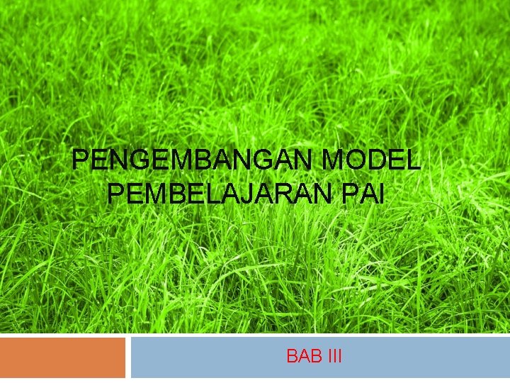 PENGEMBANGAN MODEL PEMBELAJARAN PAI BAB III 