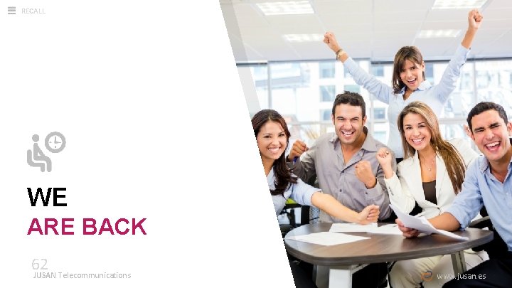 RECALL WE ARE BACK 62 JUSAN Telecommunications www. jusan. es 