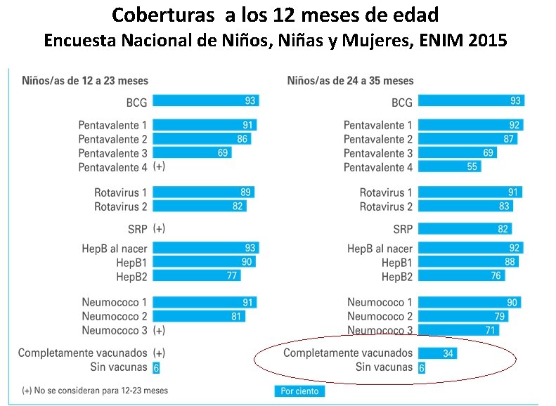 Coberturas a los 12 meses de edad Encuesta Nacional de Nin os, Nin as