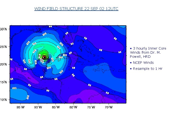 WIND FIELD STRUCTURE 22 SEP 02 12 UTC • 3 hourly Inner Core Winds