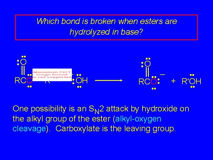 Which bond is broken when esters are hydrolyzed in base? • • O •