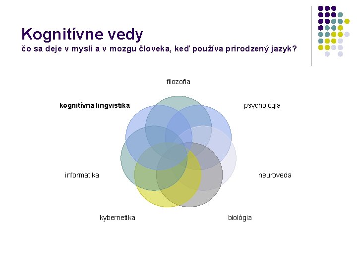 Kognitívne vedy čo sa deje v mysli a v mozgu človeka, keď používa prirodzený