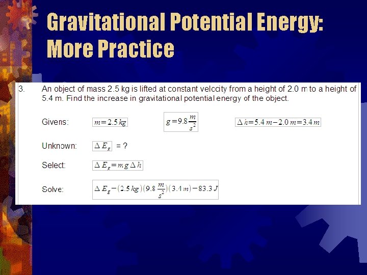 Gravitational Potential Energy: More Practice 