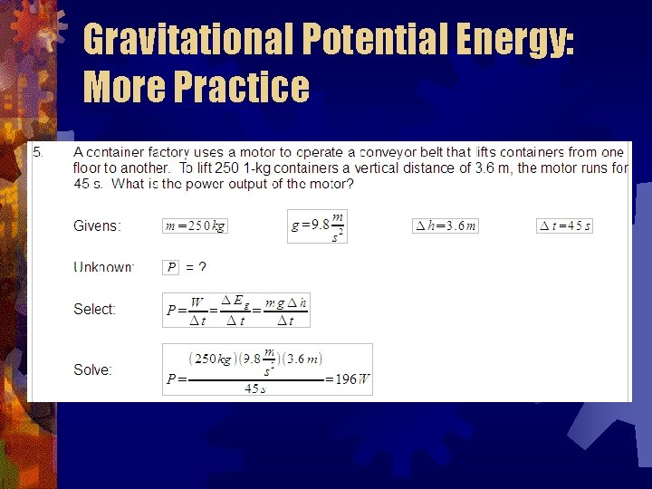 Gravitational Potential Energy: More Practice 