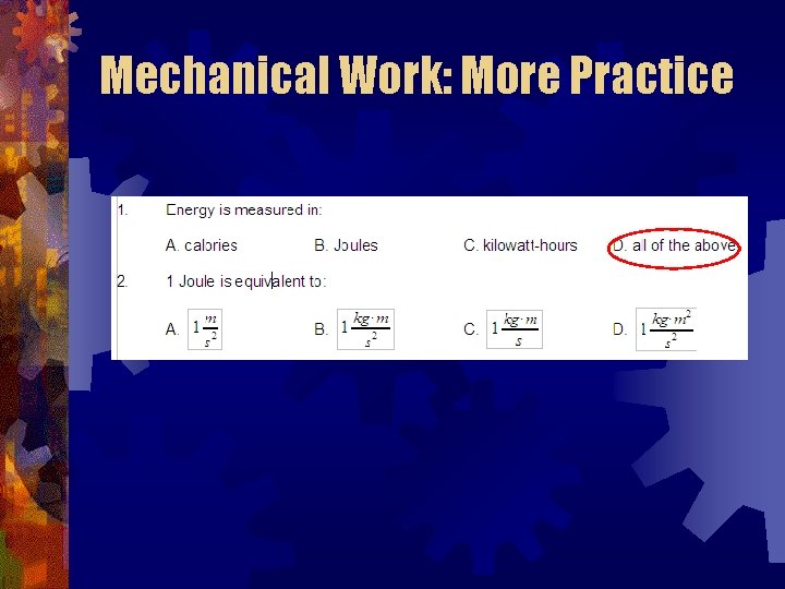 Mechanical Work: More Practice 