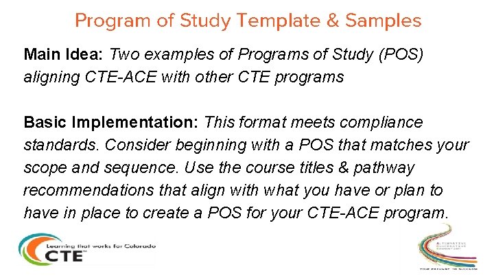 Program of Study Template & Samples Main Idea: Two examples of Programs of Study Program of Study Template & Samples Main Idea: Two examples of Programs of Study