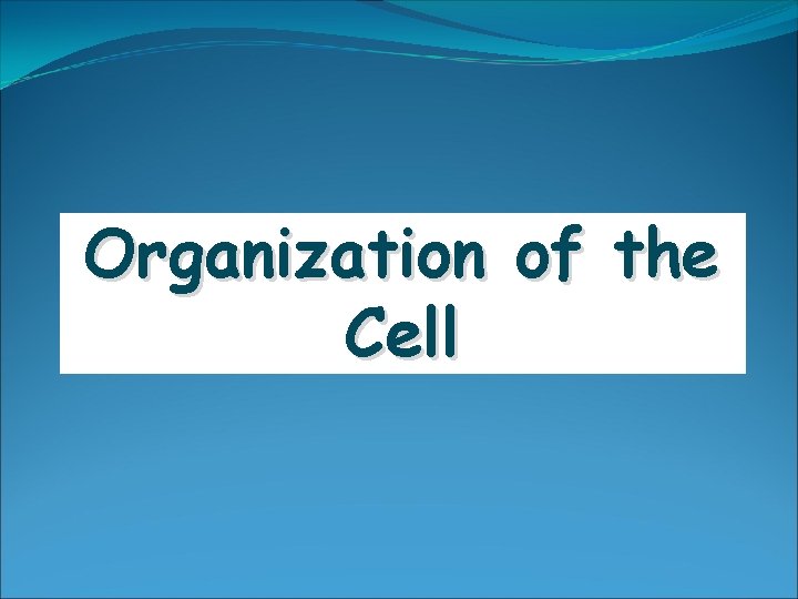 Organization of the Cell 