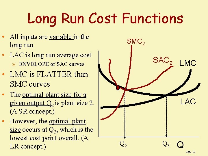 Long Run Cost Functions • All inputs are variable in the long run • Long Run Cost Functions • All inputs are variable in the long run •