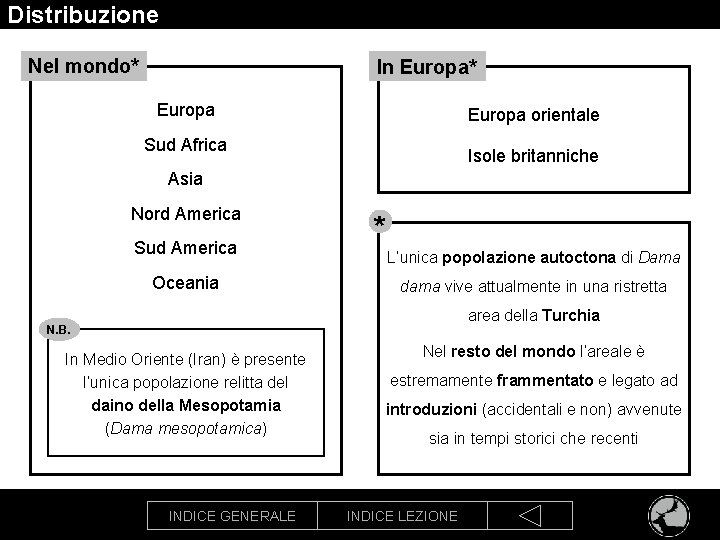 Distribuzione Nel mondo* In Europa* Europa orientale Sud Africa Isole britanniche Asia Nord America