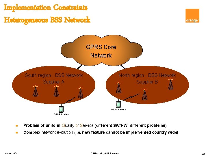 Implementation Constraints Heterogeneous BSS Network GPRS Core Network South region - BSS Network Supplier