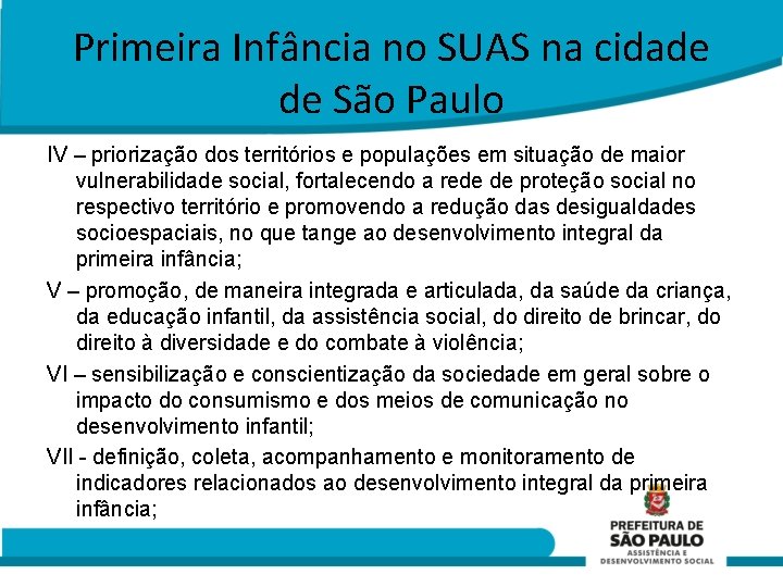 Primeira Infância no SUAS na cidade de São Paulo IV – priorização dos territórios