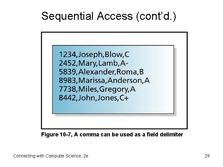 Sequential Access (cont’d. ) Figure 10 -7, A comma can be used as a