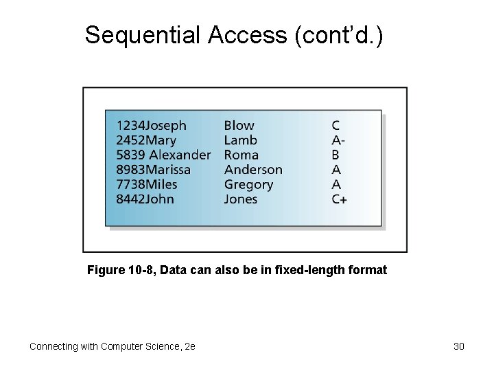 Sequential Access (cont’d. ) Figure 10 -8, Data can also be in fixed-length format