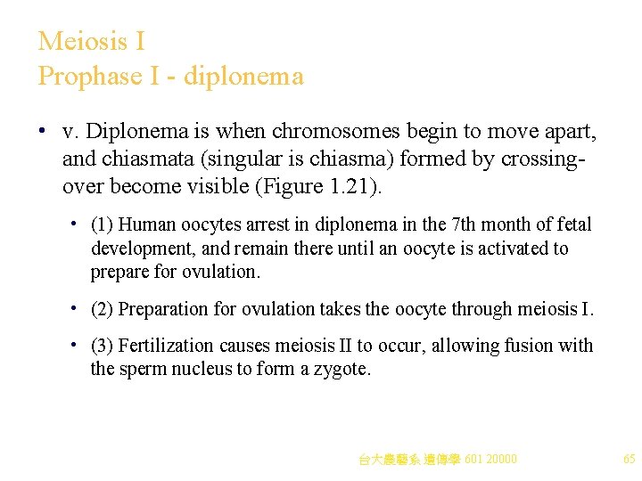 Meiosis I Prophase I - diplonema • v. Diplonema is when chromosomes begin to