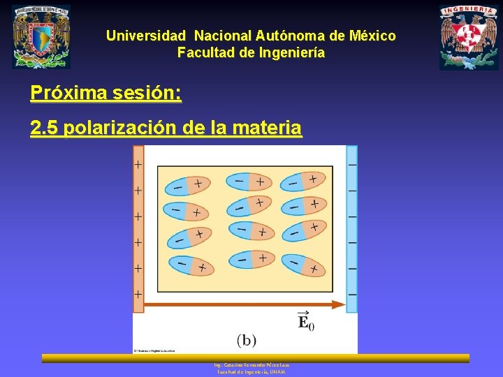 Universidad Nacional Autónoma de México Facultad de Ingeniería Próxima sesión: 2. 5 polarización de