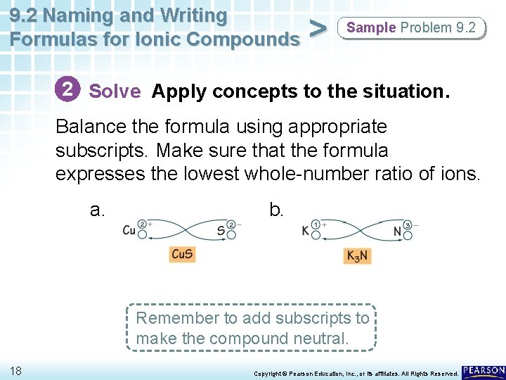 9. 2 Naming and Writing Formulas for Ionic Compounds > Sample Problem 9. 2 9. 2 Naming and Writing Formulas for Ionic Compounds > Sample Problem 9. 2
