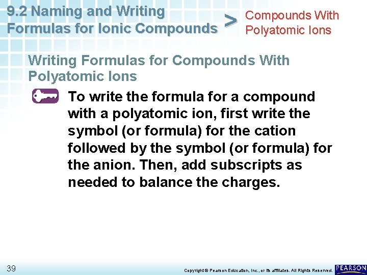 9. 2 Naming and Writing Formulas for Ionic Compounds > Compounds With Polyatomic Ions 9. 2 Naming and Writing Formulas for Ionic Compounds > Compounds With Polyatomic Ions