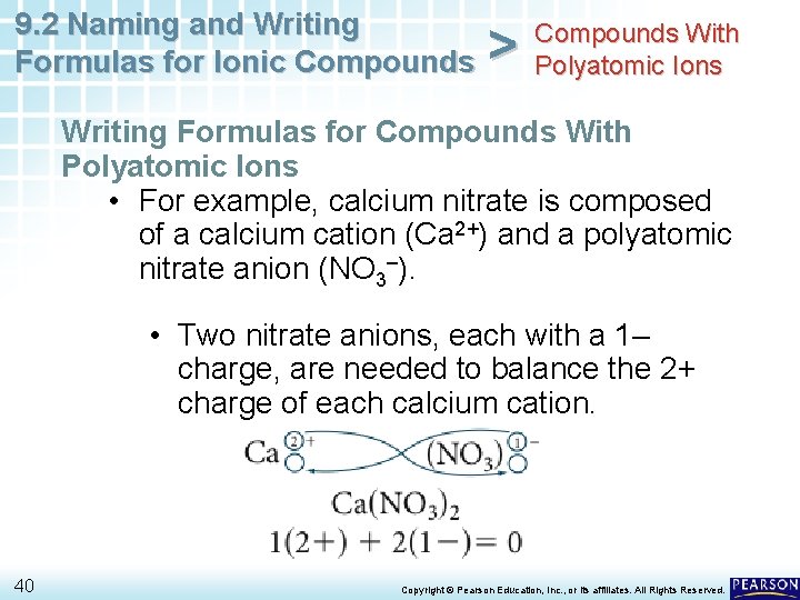 9. 2 Naming and Writing Formulas for Ionic Compounds > Compounds With Polyatomic Ions 9. 2 Naming and Writing Formulas for Ionic Compounds > Compounds With Polyatomic Ions