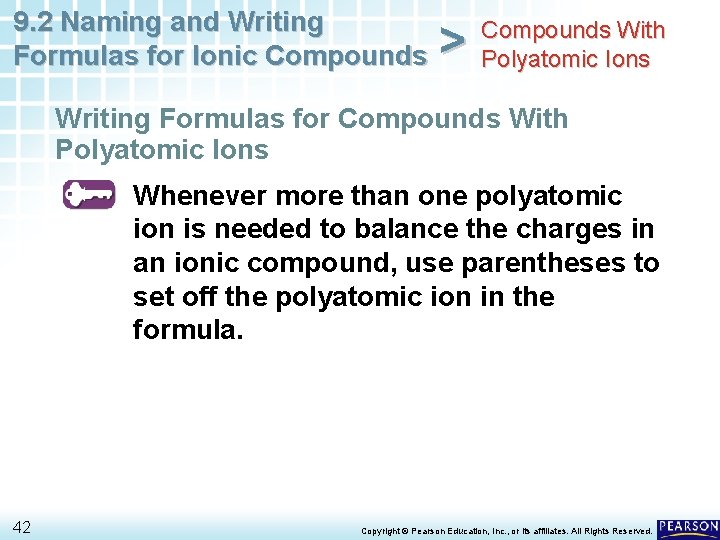 9. 2 Naming and Writing Formulas for Ionic Compounds > Compounds With Polyatomic Ions 9. 2 Naming and Writing Formulas for Ionic Compounds > Compounds With Polyatomic Ions